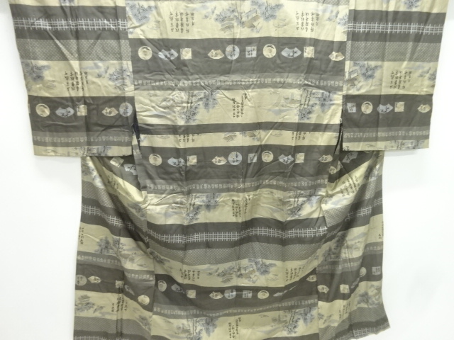 JAPANESE KIMONO / ANTIQUE MENS JUBAN / SILK / SCENERY
